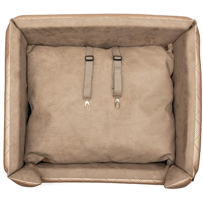 Автокрісло для собак та котів | М'яке автоліжко для тварин з штучної шкіри | Рожевий колір, розмір M (47x40 см)