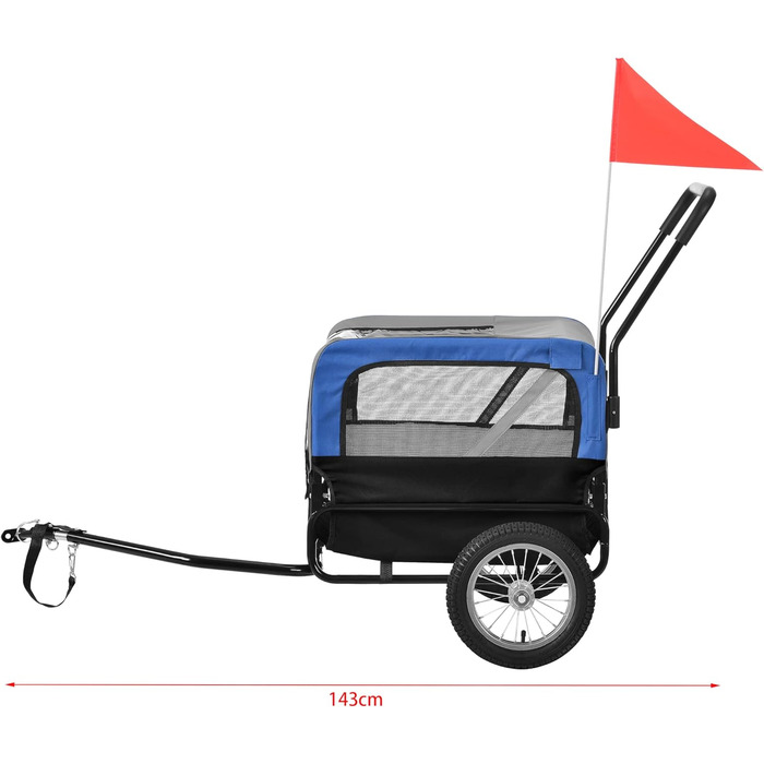Причіп для велосипеда 2 в 1, прогулянковий, для собак до 20 кг, водонепроникний, з захистом від вітру та дощу, блакитний