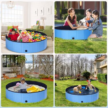 Складаний басейн для собак Ezilif 120x30 см, протиковзкий, з товстого ПВХ, для великих і малих порід, зносостійка ванна-басейн для купання та ігор на вулиці