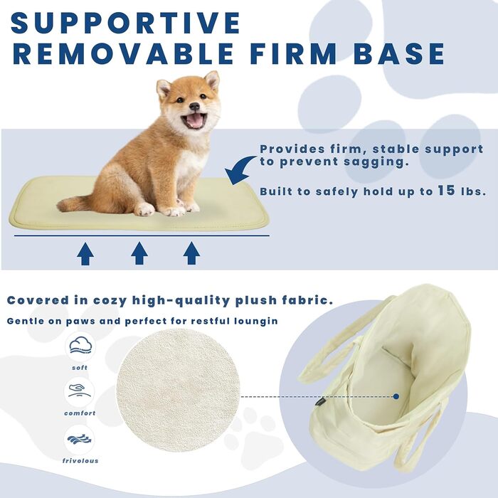 Легка переносна сумка для собак до 6,8 кг, степкова сумка-переноска для цуценят, з карабіном для безпеки, дамська сумка для собак для подорожей/покупок (Бежева)