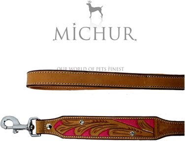 Нашийник для собак Pinklady Leder: шкіряний нашийник для собак, бежевий, карамельний, коричневий, рожевий, з перфорацією та стразами (150x2,5 см)