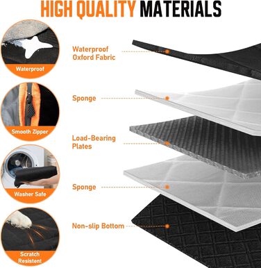 Захисний чохол на автосидіння для собак середніх та великих порід, з ременями безпеки, іграшкою, пилозбирачем, водовідштовхувальний, стійкий до подряпин, гамак з жорстким подовженням, захист заднього сидіння, для подорожей