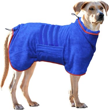 Рушник для собак, халат з мікрофібри, XXL, блакитний: швидковисихаючий, супер вбираючий, з регульованим коміром та поясом