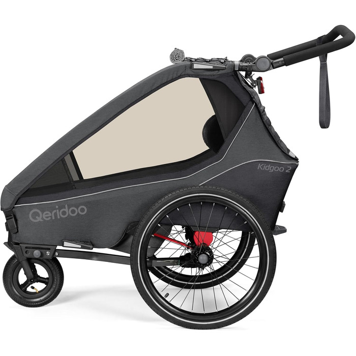 Qeridoo Kidgoo 2 Steel Grey: Причіп для велосипеда 2 дітей з амортизацією та системою ARS | Дитяча коляска-причіп | Складаний дитячий причіп-візок | Qeridoo