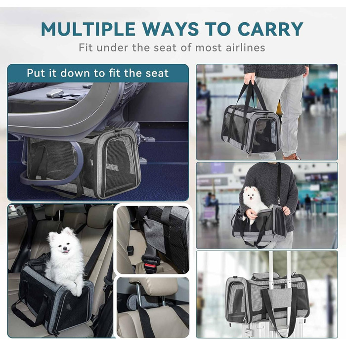 Транспортна сумка для собак та котів Petsfit, складана, сіра (S)