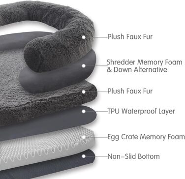 Крісло-ліжко для собак великих порід, 188 x 111,8 x 25,4 см, розкладне, плюшеве, ортопедичне, сірого кольору, для людей та тварин