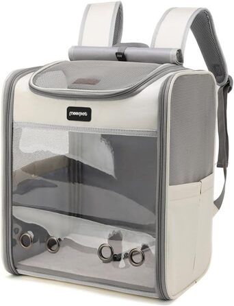 Рюкзак для тварин: переноска для собак та котів до 10 кг, дихаюча, складна, з прозорим вікном. Переноска-рюкзак для тварин, рюкзак для собак, рюкзак для котів, портативна сумка для подорожей, сірий колір