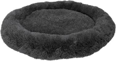 BENNO® Крісло-лежанка для собак BALU 70x70x16 см, у формі пончика, м'яке ліжко з поліестеру з поліпропіленовим наповнювачем, можна прати, неслизьке дно, з іграшкою-кісткою, антрацит
