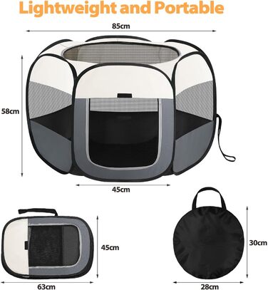Клітка-переноска для цуценят та дрібних тварин, розкладний вольєр для собак, котів та інших дрібних тварин. Водонепроникний вольєр з Оксфордської тканини з сумкою для перенесення (зелений, L(110x110x0cm))