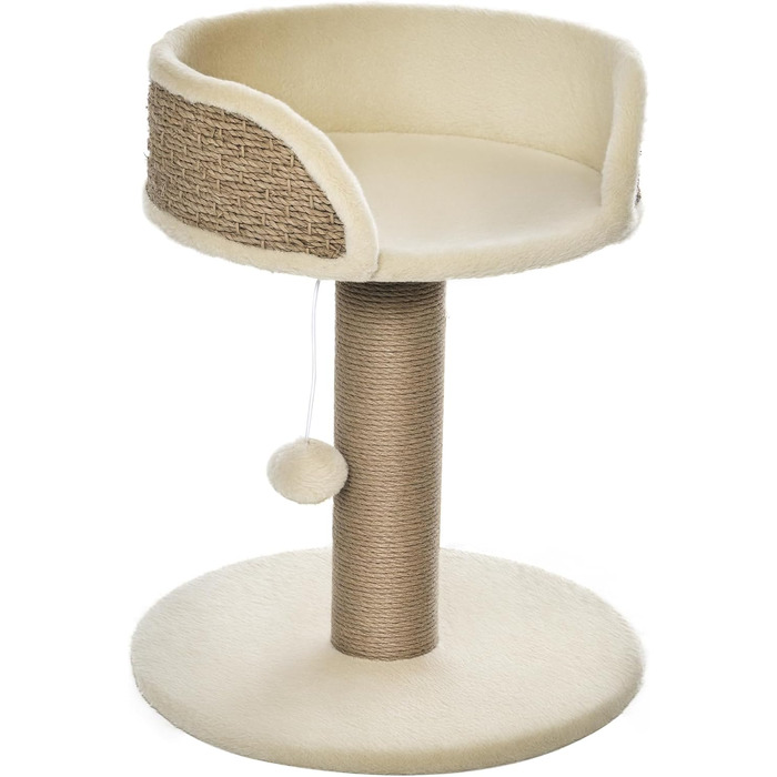 Кігтеточка PawHut для котів 49 см: кігтечопляльний комплекс з іграшкою, сизалеві стовпи, платформа, для маленьких котів (колір кавовий)