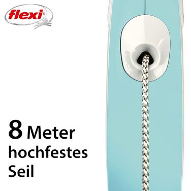 Висувна повідка для собак Flexi, м'який хват, блакитна, 3/5/8 м, до 20 кг
