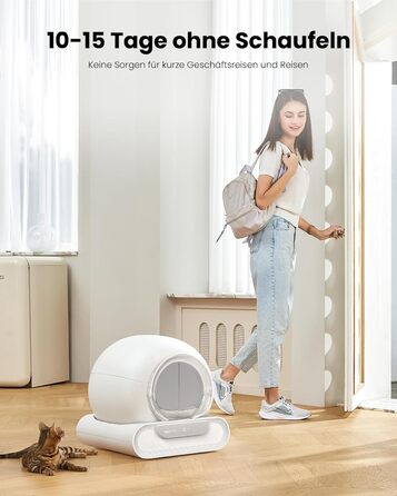 Автоматичний лоток для котів LELO PAWS, 65л, самоочищення, з контролем запаху, керування через APP, електричний, XXL, для кількох котів, білий