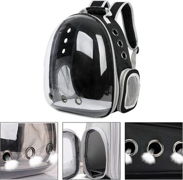 Рюкзак для кота та собаки Galatée, розширюваний, з вентиляцією, для подорожей, кемпінгу та хайкінгу (чорний)