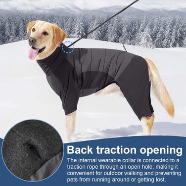 Водонепроникний теплий зимовий одяг для собак, вітронепроникний костюм для собак середніх та великих порід, одяг для собак з отвором для шлейки – сірий (XL)