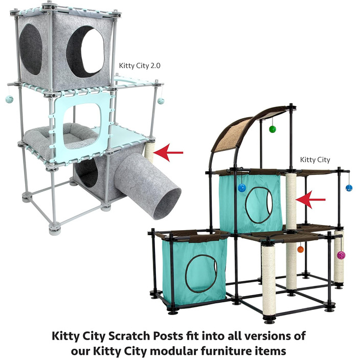 Меблевий комплекс для котів Kitty City Claw Mega 2.0, килимок та когтеточка із сизалю, чорний, змінний блок