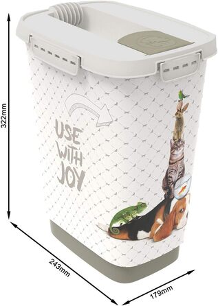 Контейнер для корму Rotho MyPet Cody 10л з кришкою та клапаном, BPA-free, антрацит/білий