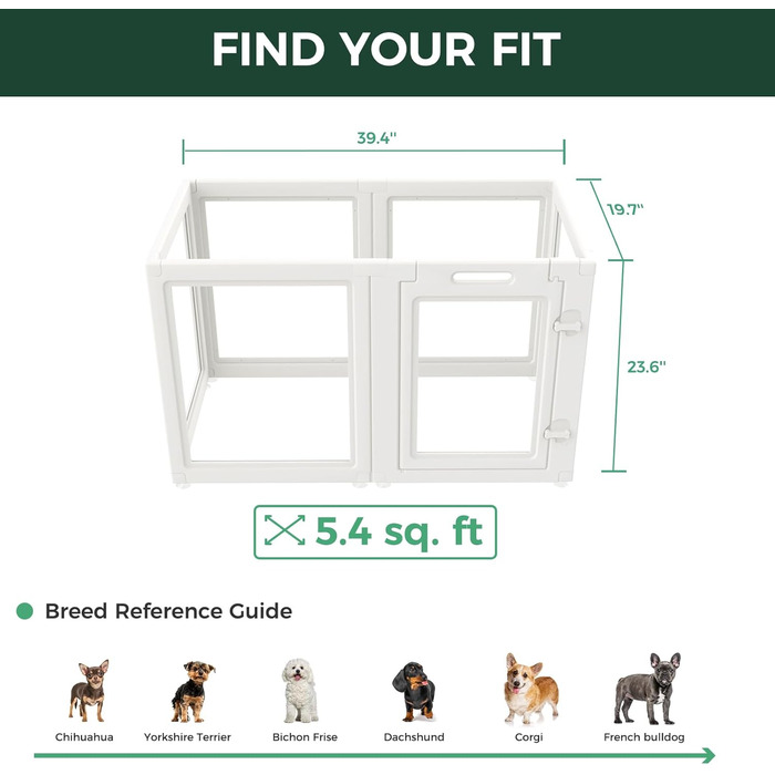 Клітка-манеж для цуценят та маленьких собак FXW AuraSpace, акрил, білий, 61 см, 6 панелей