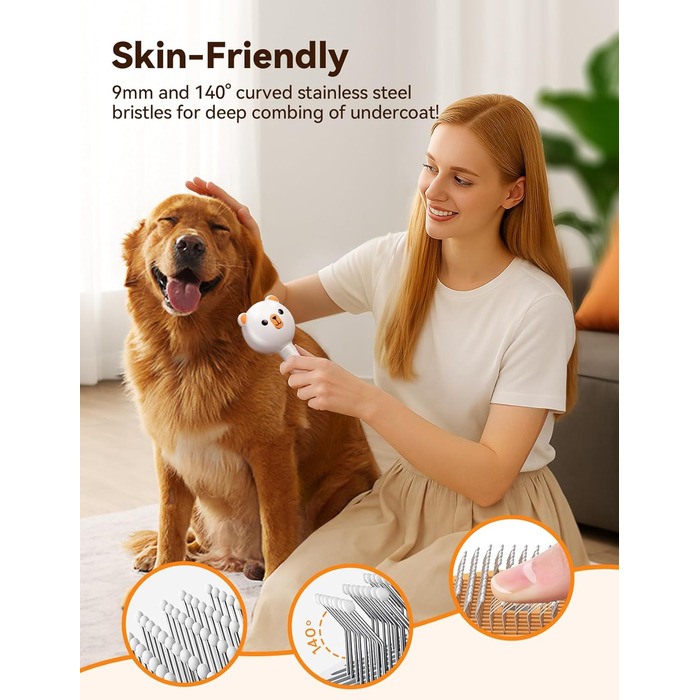 Щітка для котів FEELNEEDY з парою, USB-зарядка, для довгої та короткої шерсті, 2 швидкості, оранжева