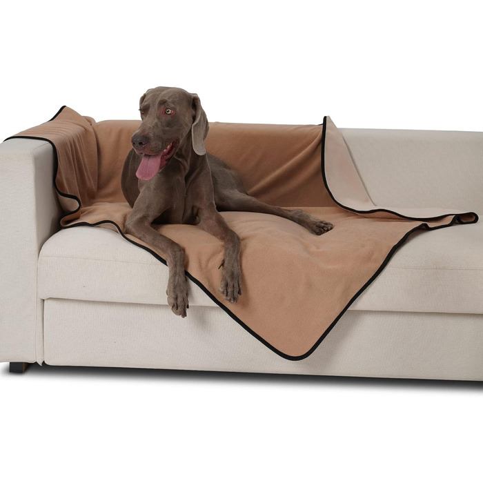 Водонепроникний коврик для собак PETTOM 100x75 см, м'який коврик для великих і маленьких собак, захисний коврик для дивана, ліжка, автокрісла, меблів - прання до 30°C (M, верблюжий)