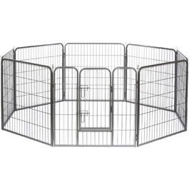 Клітка для цуценят та дрібних тварин Lionto, 80x80 см, розширювана, для дому та саду, з дверцятами та засувом, 8 елементів