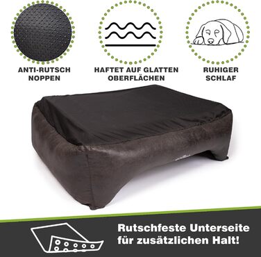 Ортопедичне ліжко для собак маленьких порід, чорне, 70x55 см. Зручне, антиковзне, з штучної шкіри, для дому. Легко миється, сумісне з Google.