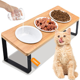 Набір мисок для котів ZOBMIO (3 шт.) з нахилом 15°, 12.5 см, 200 мл, з підставкою з силікону, придатні для миття в посудомийній машині, для котів та маленьких собак