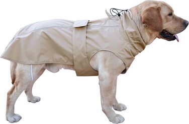 Регульований водонепроникний дощовик для собак, легка дощова куртка для тварин, одяг для цуценят з відбиваючими смугами для маленьких, середніх та великих собак (Хакі, M)