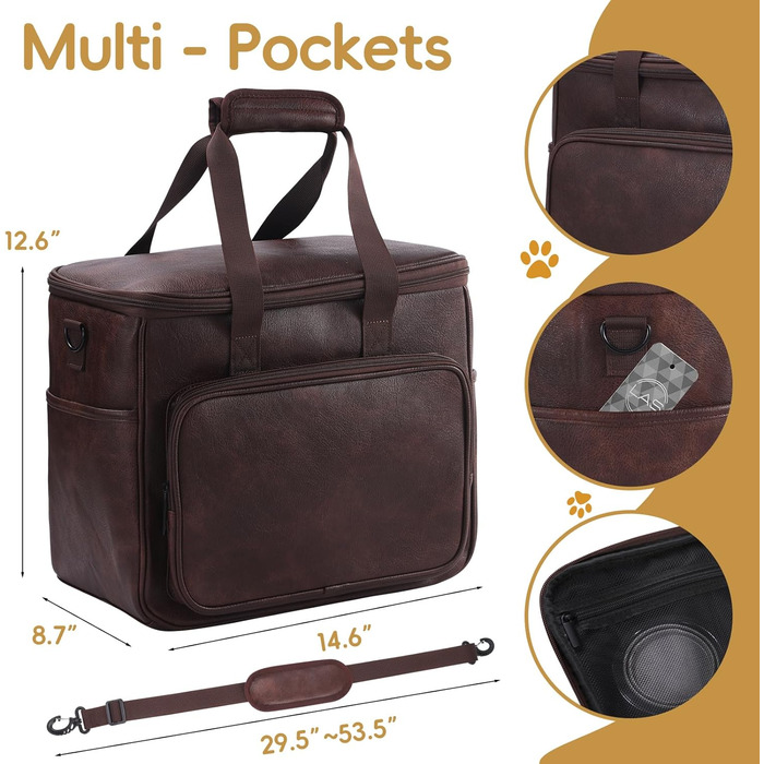 Лававін Чорна дорожня сумка для собак та котів, дорожній набір, сумки для тварин, що відповідають вимогам авіакомпаній, з контейнерами для їжі та складною мискою