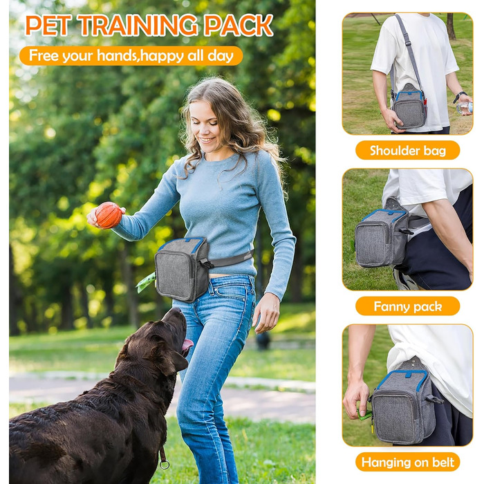 Сумка для ласощів для собак ALLSOPETS з інтегрованим диспенсером для відходів та декількома кишенями, біла