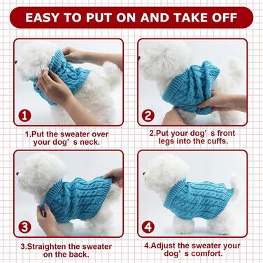 Пуловери для маленьких собак, чихуахуа, йоркширський тер'єр, такса, дівчатка, хлопчики, осінь, зима, цуценята, 2 шт. блакитний/червоний, розмір S