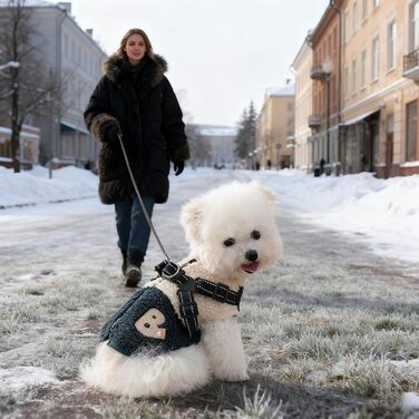 Зимовий теплий куртка для собак, вітронепроникний, з флісовою підкладкою, з отвором для шлейки, для цуценят та собак середніх розмірів, для осінніх та зимових прогулянок, зелено-білий