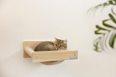 Підвісний гамак для котів Kerbl Timber, натуральний/тауpe, 38x33,5x16 см, м'який плюш, настінний, знімний чохол, до 6 кг