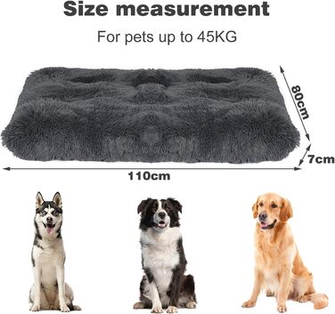 Килимок для собак великий, 90 x 58 см, миючий, пухнастий, Sherpa, з неслизьким дном, теплий лежак для собак та котів, сірий (XL)