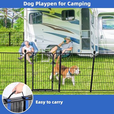 Захисний забір для саду ADAVIN з воротами, 61 см (В) × 3 м (Д), 4 панелі, чорний, міцний, металевий, для собак, кемпінгу, внутрішнього та зовнішнього використання, обмеження території