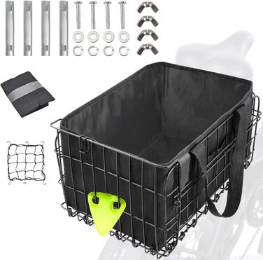 Знімний задній кошик для велосипеда, складний кошик на багажник, великий кошик для велосипеда, шкільний рюкзак, E-Bike, кошик для собак, сірий