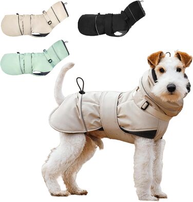 Тепла зимова жилетка для собак Wintermante, флісова комірця, для активного відпочинку, з кріпленням для шлейки, пуховик (Бежевий, 2XL)