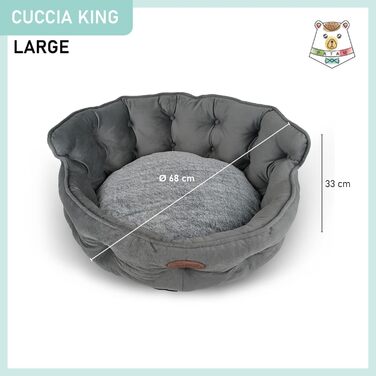 Ліжко для собак та котів Haustierbett - 3 розміри, знімний чохол, можна прати в машині - King Small 43 см, Large 68 см, сірий