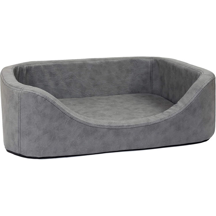 Крісло-лежанка для собак CopcoPet великих порід - овальне, з високими бортиками, миється, сірий колір, 120 x 90 x 10 см