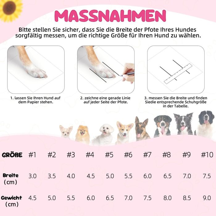 Взуття для собак SlowTon: дихаючі, неслизькі літні сандалі для собак з світловідбиваючими смугами (рожевий, розмір 4)