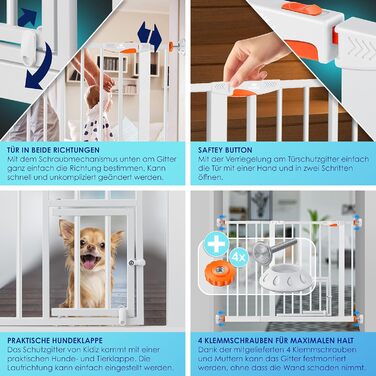 Захист для воріт KIDIZ®: сітка-захист для дітей, собак та котів, без свердління, розширювана, похила, оранжева (102-115 см)