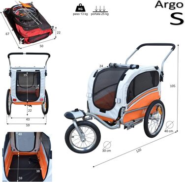 Причіп для собак Papilioshop Argo - велосипедний причіп для собак S-M-L, великий (камуфляжний, маленький), зелений