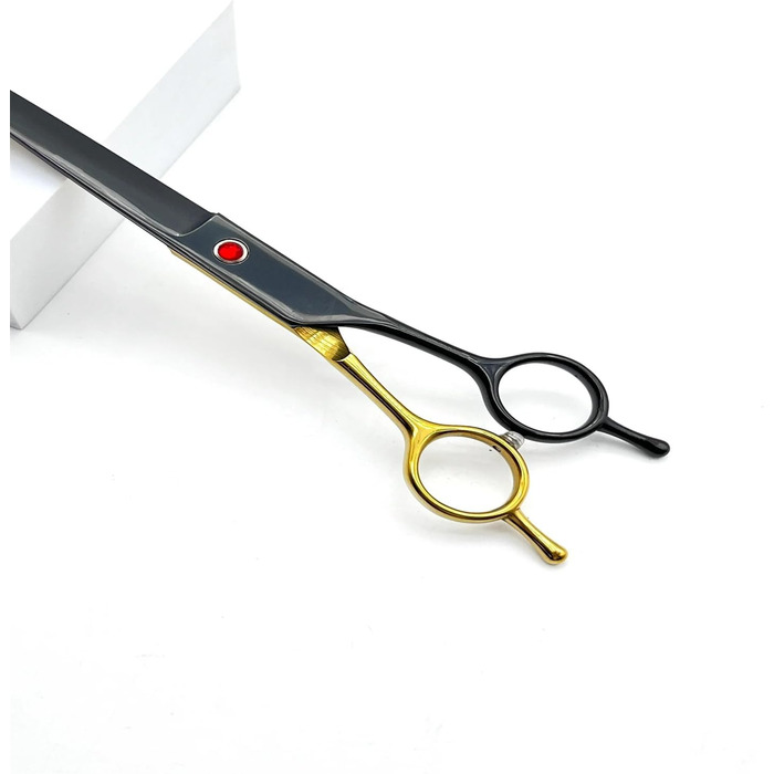 Набір професійних ножиць для собак 2 в 1: прямі та вигнуті. Ідеально для собак, котів та інших тварин. Чорний & золотий