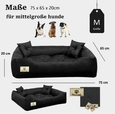 Кругле ліжко для собак середніх порід King Dog, 75 x 65 см, чорне, водонепроникне, з ортопедичним наповнювачем