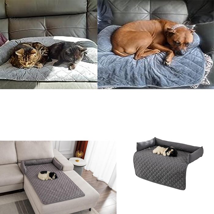 Захисний чохол для собачого дивана, водовідштовхувальний, для середніх та великих собак та котів, заспокійлива підстилка з піднятим бортиком, легко чиститься (75 x 120 см, світло-сірий)
