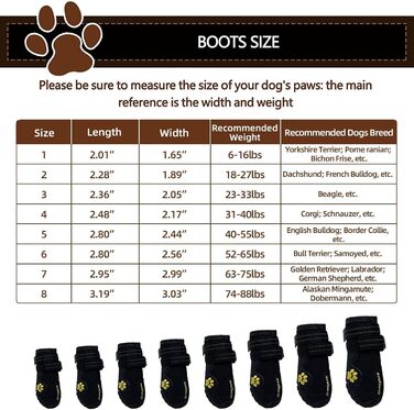 Черевики для собак Expawlorer для великих собак, захист лап на зиму, чорний, розмір 7 (4 шт.)