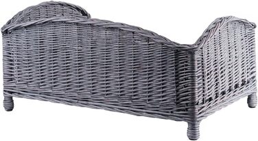 Корзина для тварин з лози: ліжко для собак та котів з м'яким подушком (64x42x35 см)