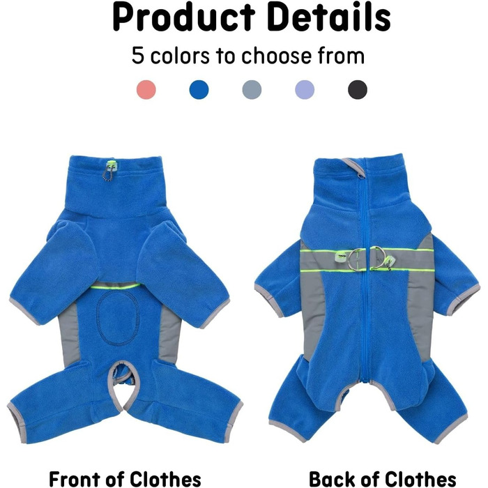 Теплий зимовий пуховик для собак BT Bär, блакитний, розмір S, з кільцем D, регульований, з блискавкою