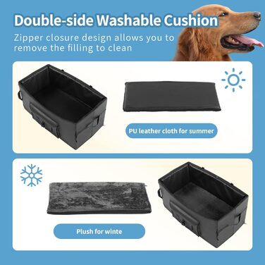 Підвищення для собак у автомобіль, для 2 маленьких або середніх собак, з ременями безпеки, PU-шкіра, водовідштовхувальне, антибактеріальне