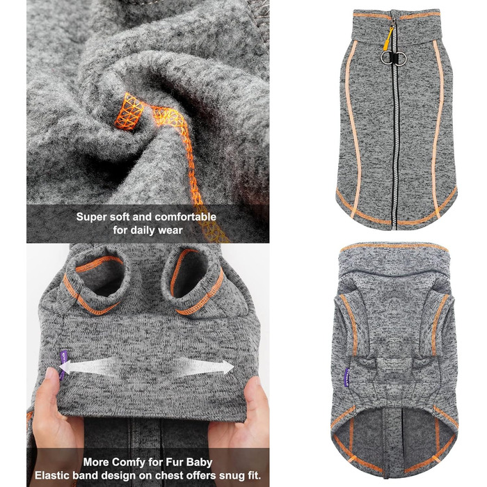 Теплий зимовий пуловер для собак - флісова куртка з блискавкою та світловідбиваючими елементами. Ідеально для маленьких собак.
