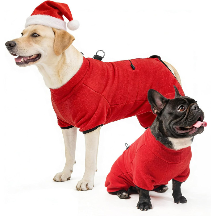 Зимовий теплий одяг для собак SCENEREAL: флісовий пуловер з інтегрованим шлейкою, тепла куртка з ролетним коміром для маленьких та великих собак